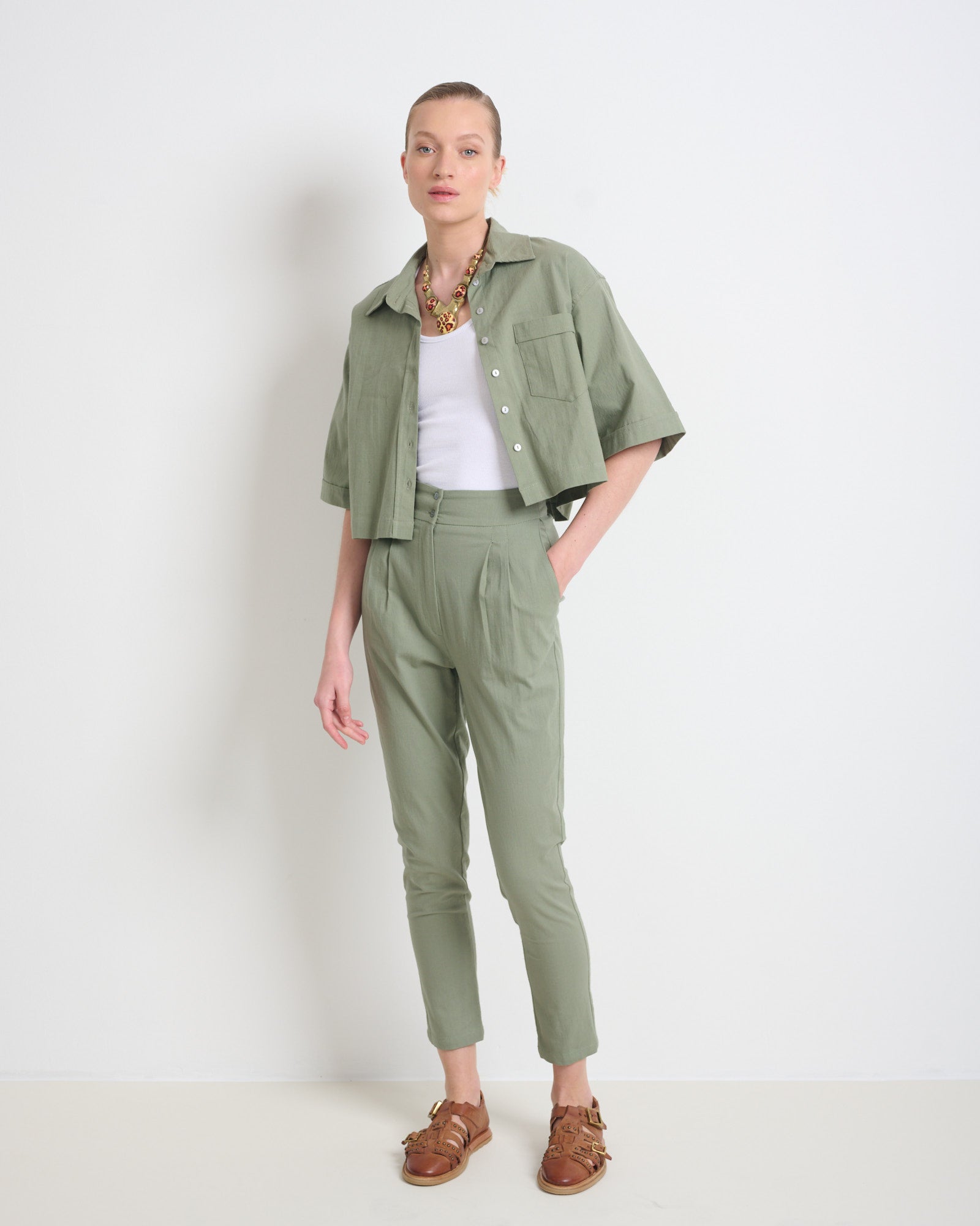 Esther Shirt Green - Layou Design by Shay Sobol