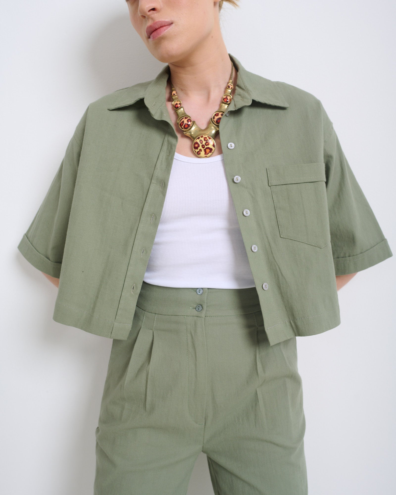 Esther Shirt Green - Layou Design by Shay Sobol