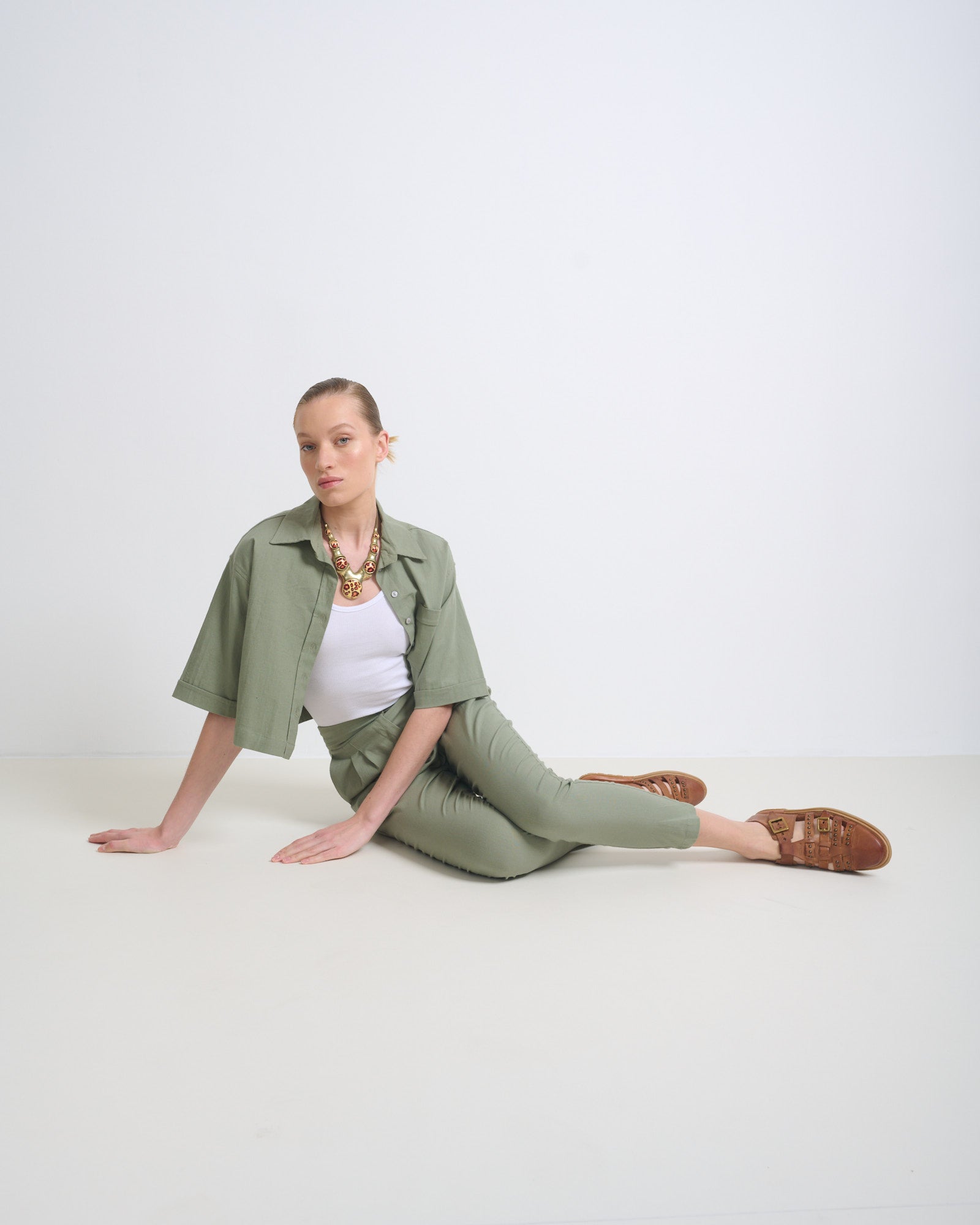 Esther Shirt Green - Layou Design by Shay Sobol