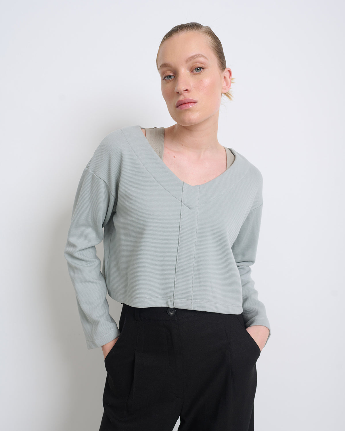 Louisa V Top Ice Grey - Layou Design by Shay Sobol