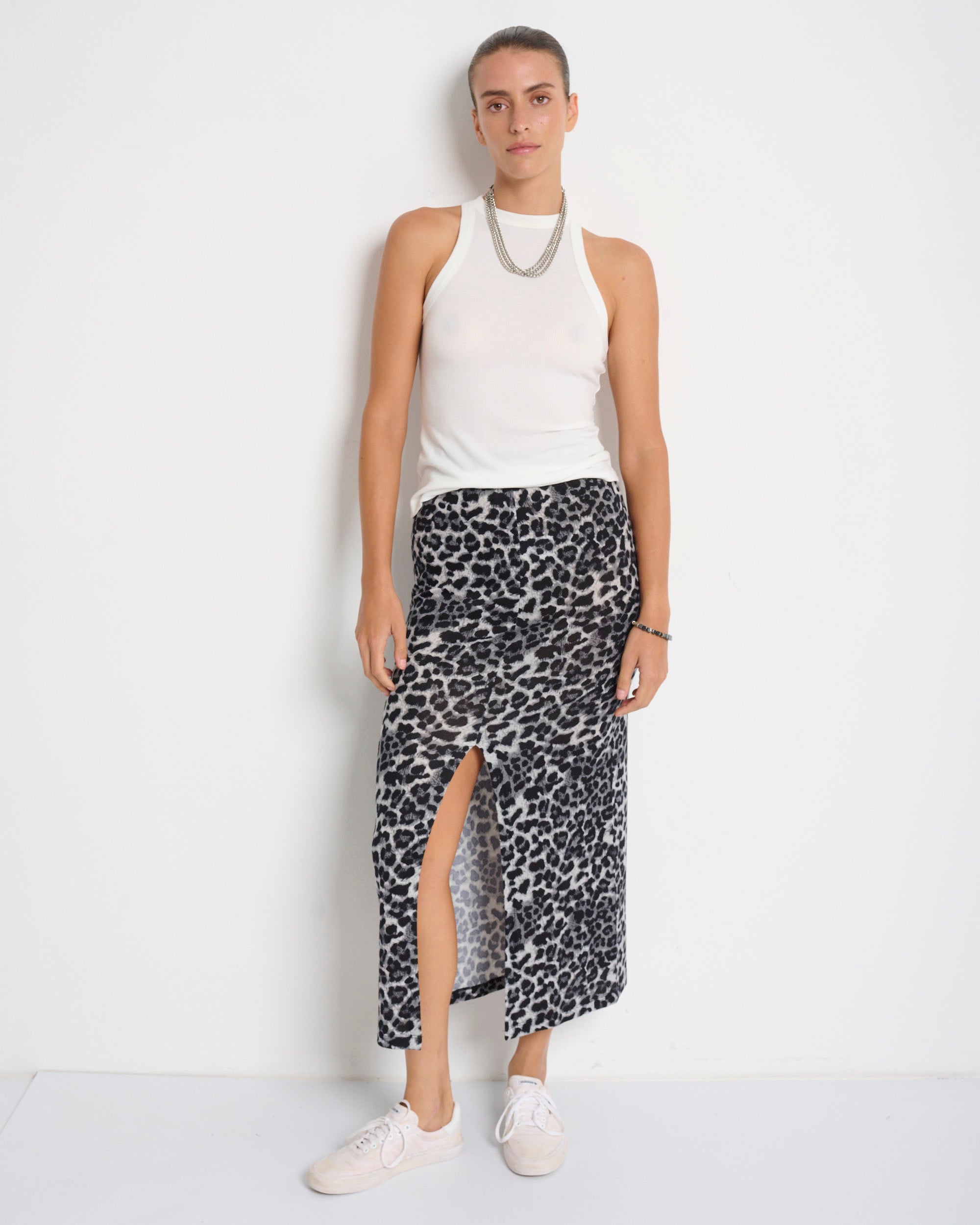Lili Skirt Grey Leopard - Layou Design by Shay Sobol