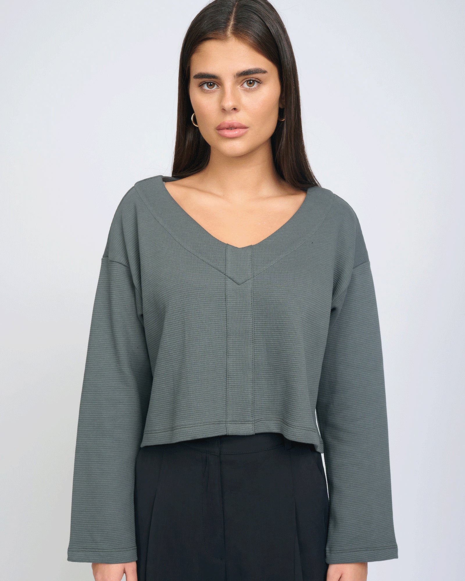 Louisa V Top Dark Grey - Layou Design by Shay Sobol