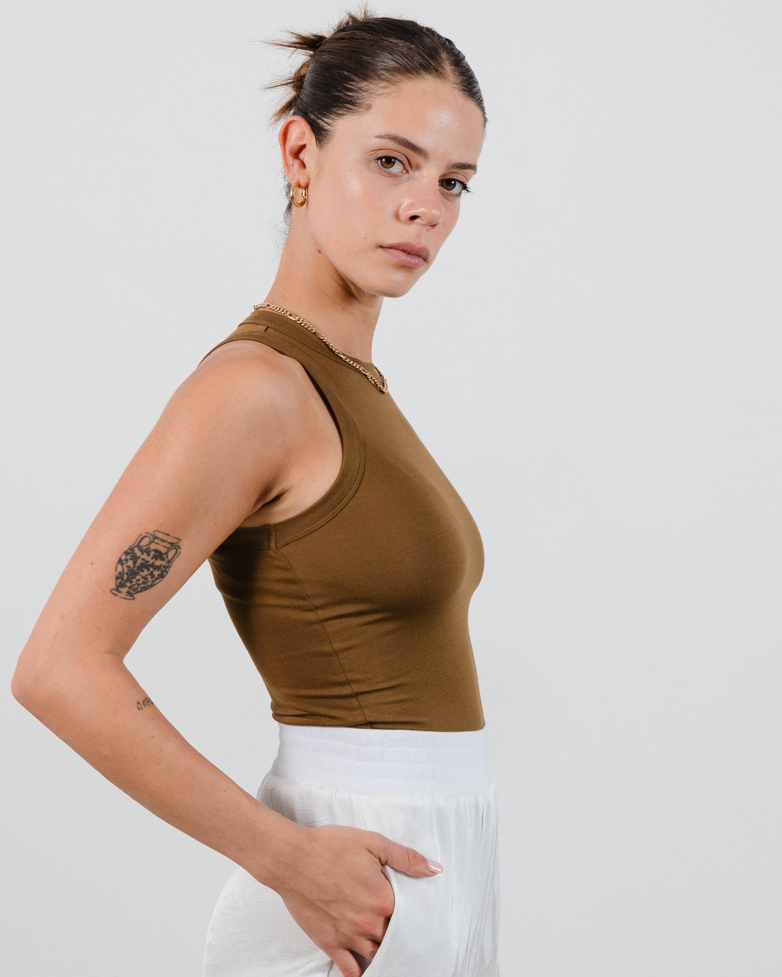 Barbara Top Olive green - Layou Design by Shay Sobol
