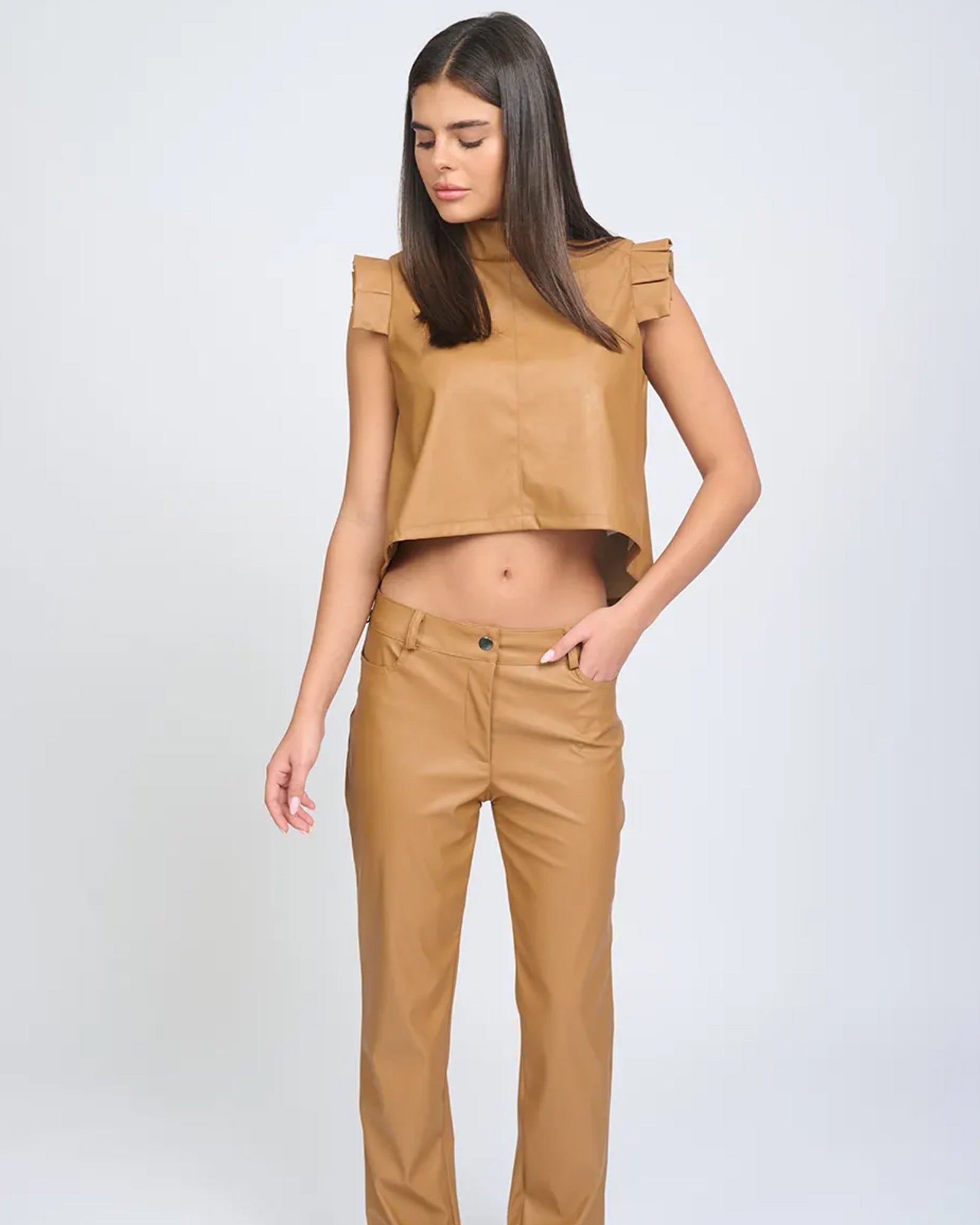 Ella Pants Camel Brown - Layou Design by Shay Sobol
