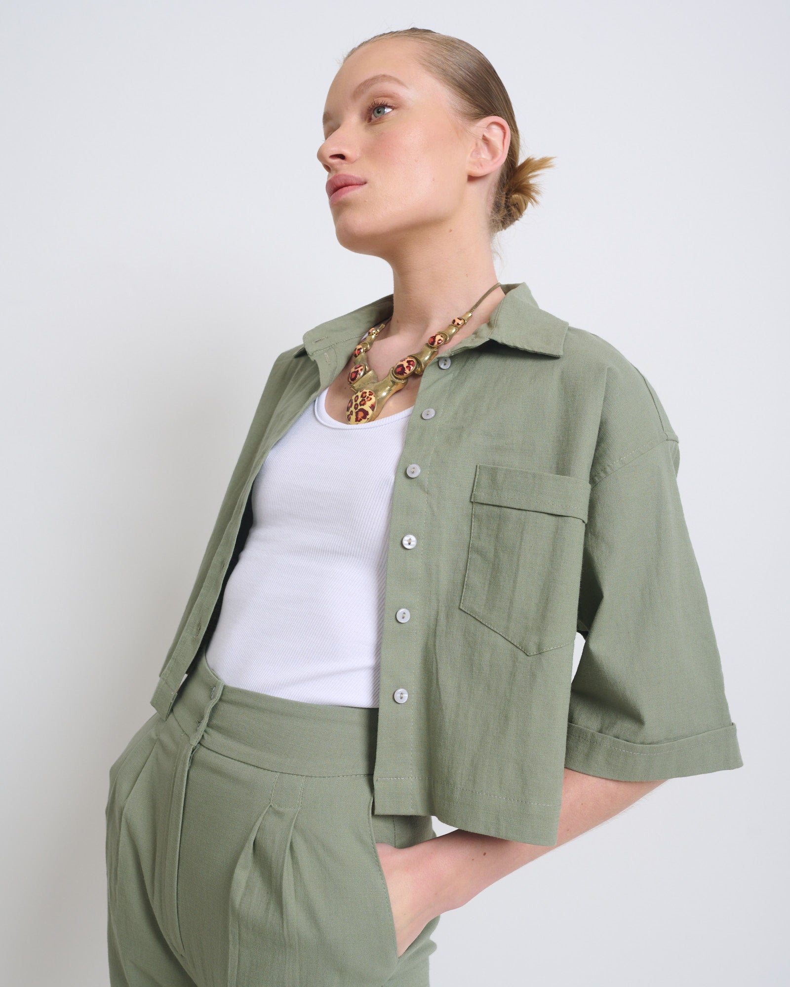 Esther Shirt Green - Layou Design by Shay Sobol