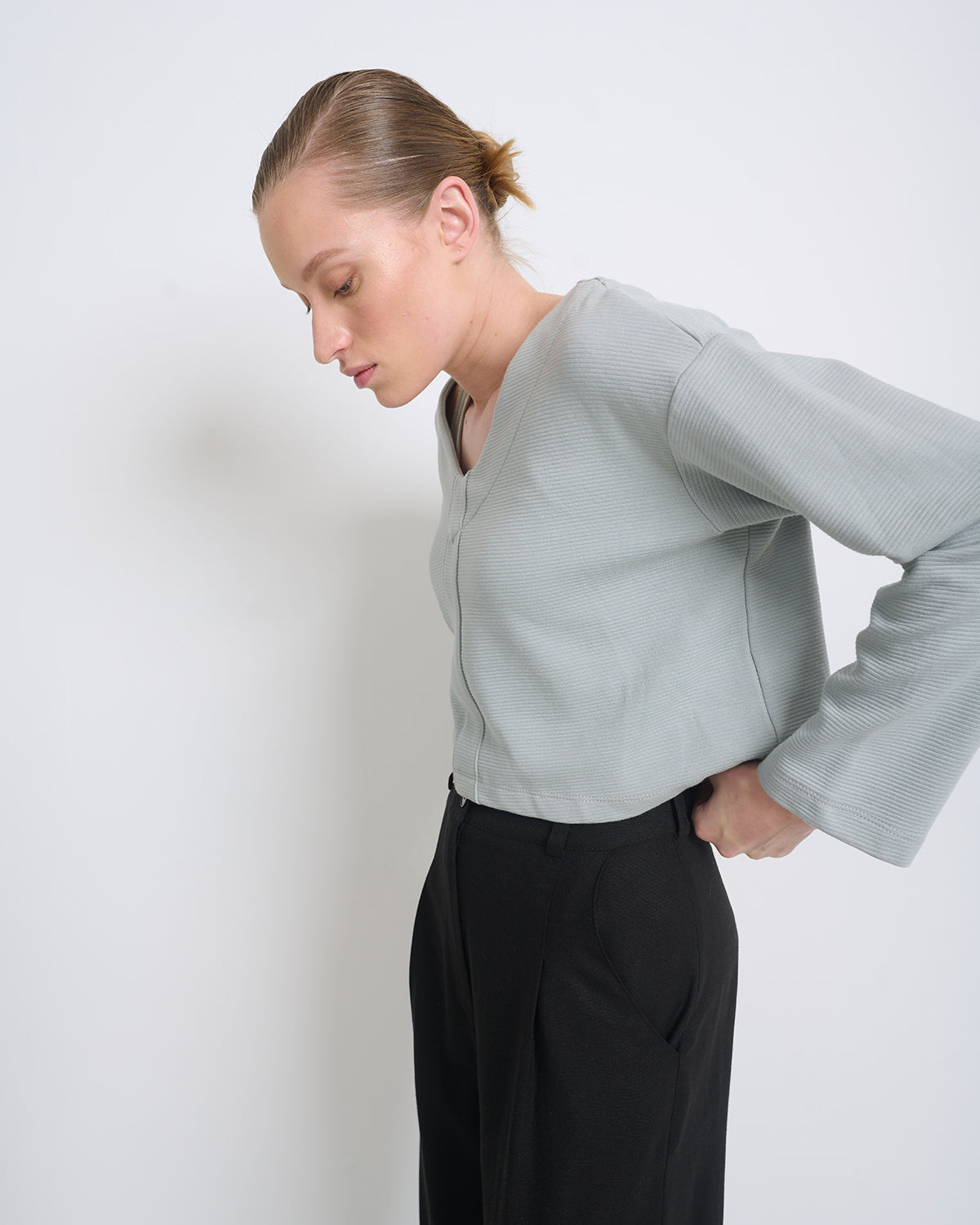 Louisa V Top Ice Grey - Layou Design by Shay Sobol
