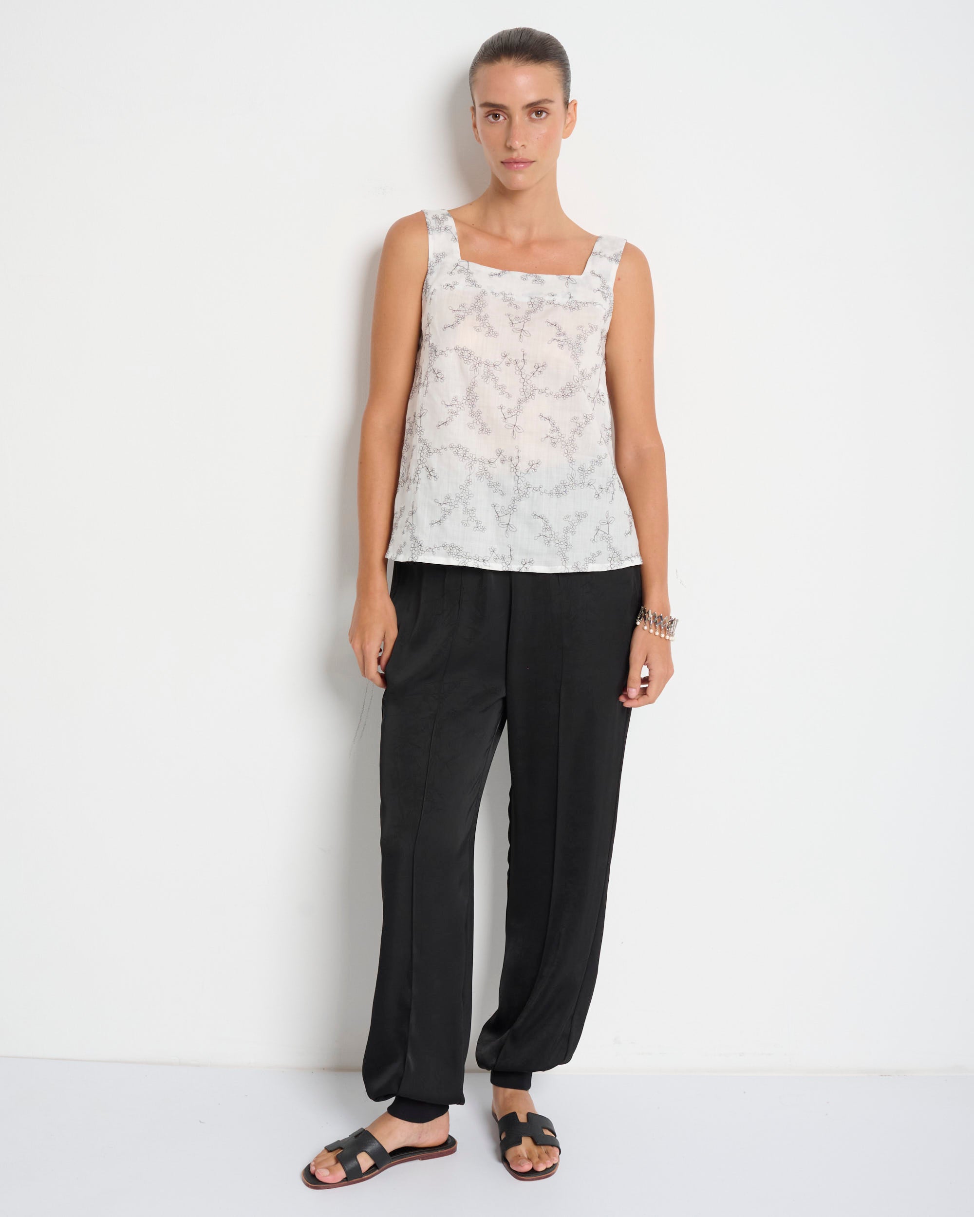 Mimi Top White Black Stitching - Layou Design by Shay Sobol