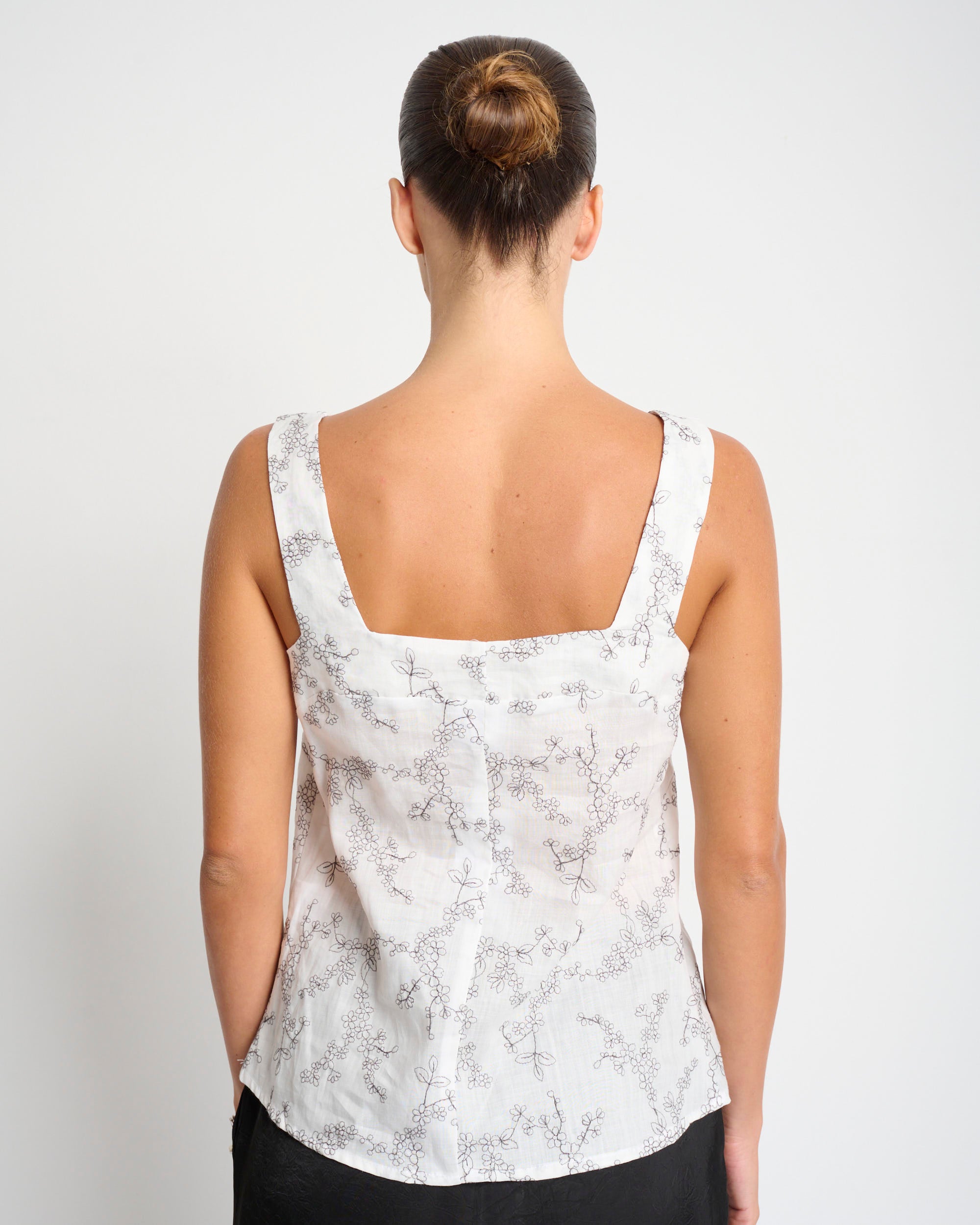 Mimi Top White Black Stitching - Layou Design by Shay Sobol