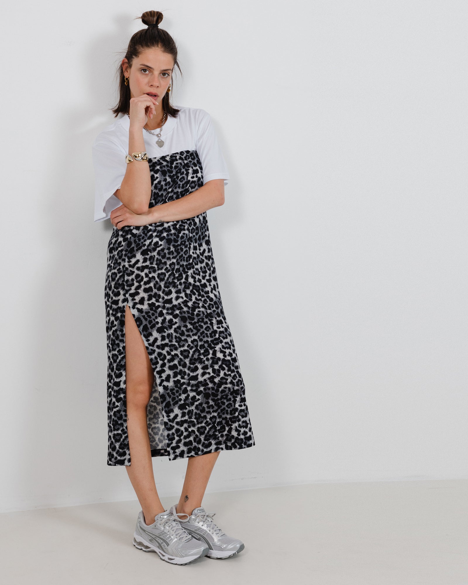 Lili Skirt Grey Leopard - Layou Design by Shay Sobol